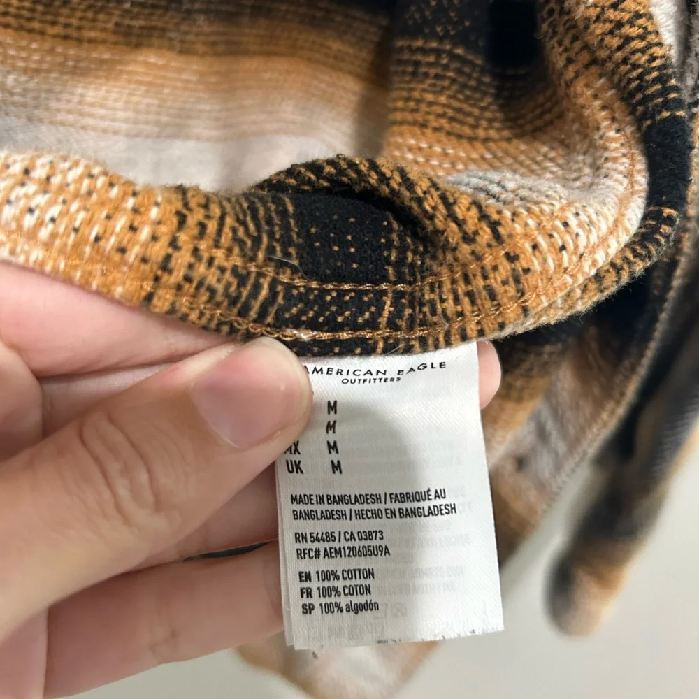 American Eagle Outfitters Plaid Shirt - Brown and Black - Picture 7 of 8